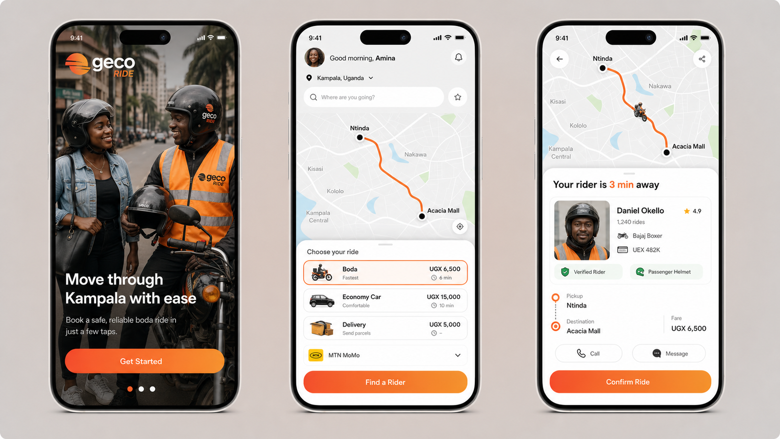 Mobile booking application screens by Geco